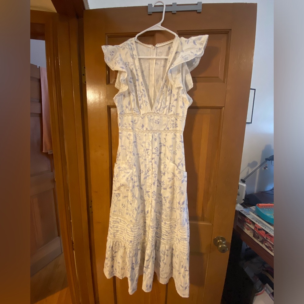 Reformation Lili Ruffle Dress Linen